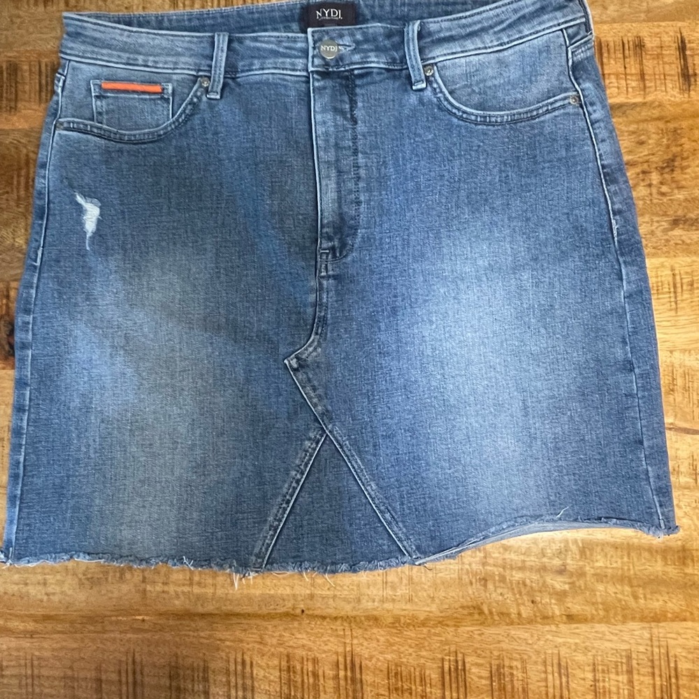 NYDJ Blue Asymmetrical Denim Skirt